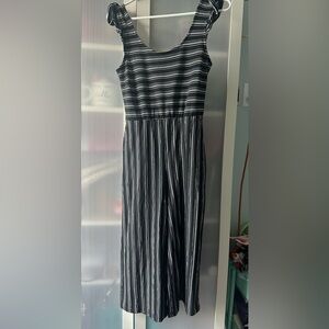 Sequin Hearts Black and White Striped Midi Dress